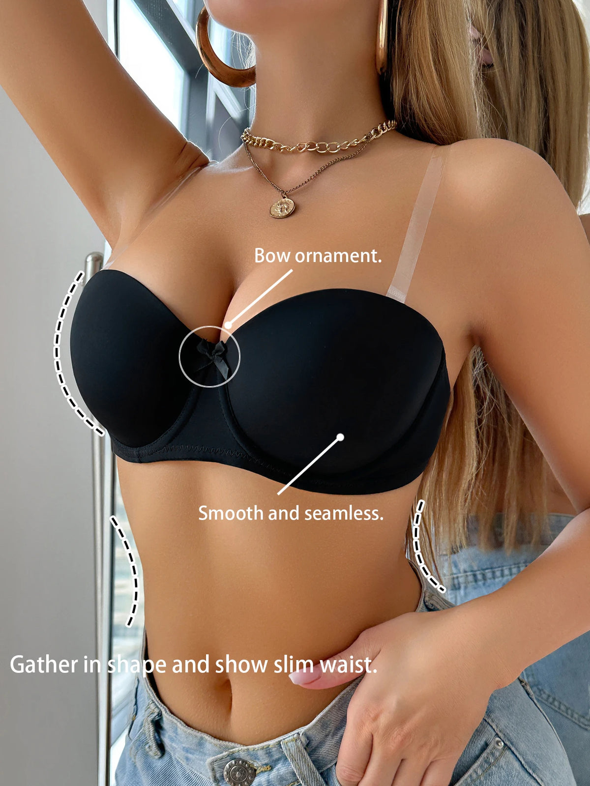 Women Multiway Strapless Push Up Bra Detachable Straps Underwire Anti-slip Lingerie Bras For Dress