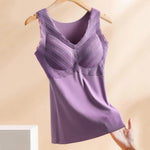 Seamless Velvet Women Vest Winter Women Thermal Vest with Chest Pads V Neck Slim Fit Elastic Sleeveless Bottoming Tank Top