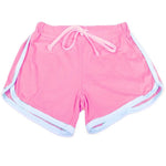 Women Cotton Shorts Yoga Short Pants Summer Fast Drying Sports Pants Contrast Binding Side Split Elastic Waist Casual Shorts