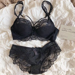 MOYISU Sexy French Lace Bralette Small Bust Cup Bra Set with Removable Straps & Push Up Pads, Soft Underwire Thin Girls Bra Top