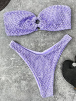 Sexy Fishnet Strapless Bandeau Bikini Women Swimsuit Female Swimwear Two-pieces Bikini set High Cut Bather Bathing Suit Swim