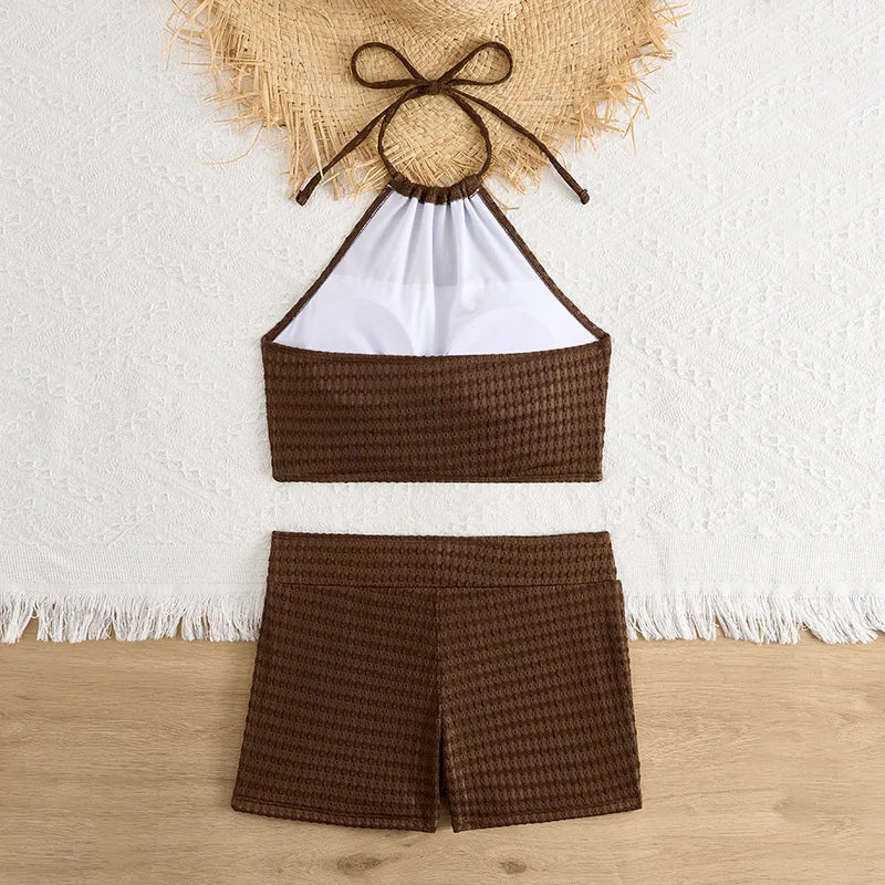 Sexy High Neck Bikini Sets Two Pieces High Waist Swimsuit Shorts Swimwear Female Thong Brazilian Biquini Beachwear Bathing Suit