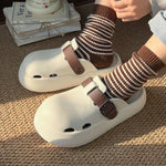 2026 Women Summer Platform Slippers Close Toe Female Leisure House Shoes Soft EVA Female Indoor Street Mulers Slip-on Sandals