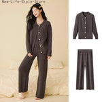 Women Autumn Winter Korean Style 3 Piece Camisole Pajama Set New Soft Half Velvet Elegant Wearable Outside Loungewear Sleepwear