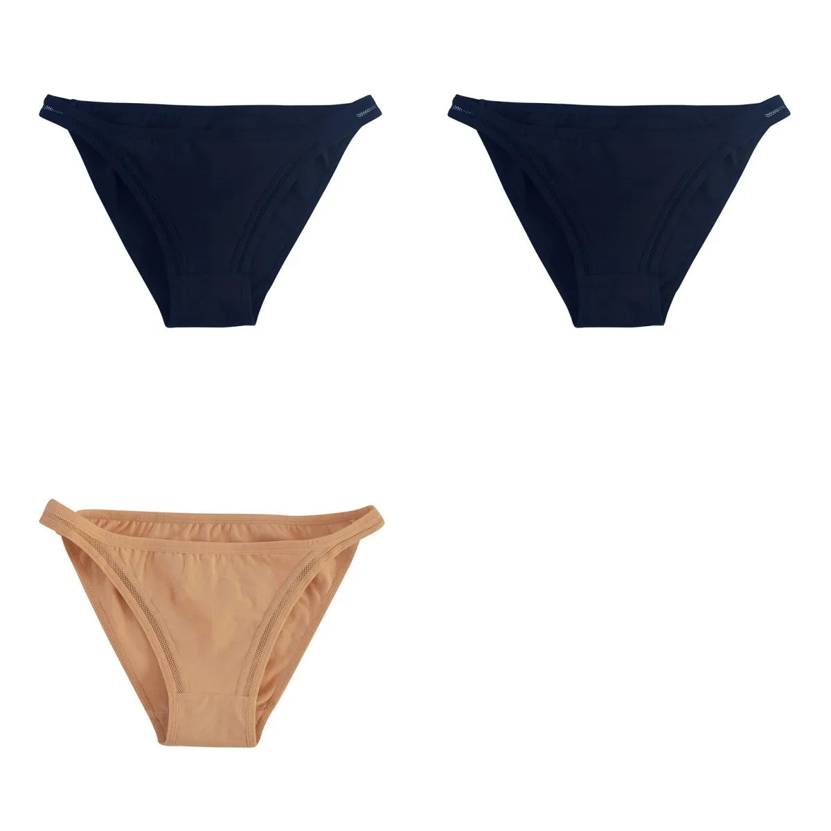3Pcs/Set Women's Cotton Low-Rise Briefs with Mesh Side Panels Brazilian Panties Sexy Lingerie Comfy Breathable Underwear M-XL
