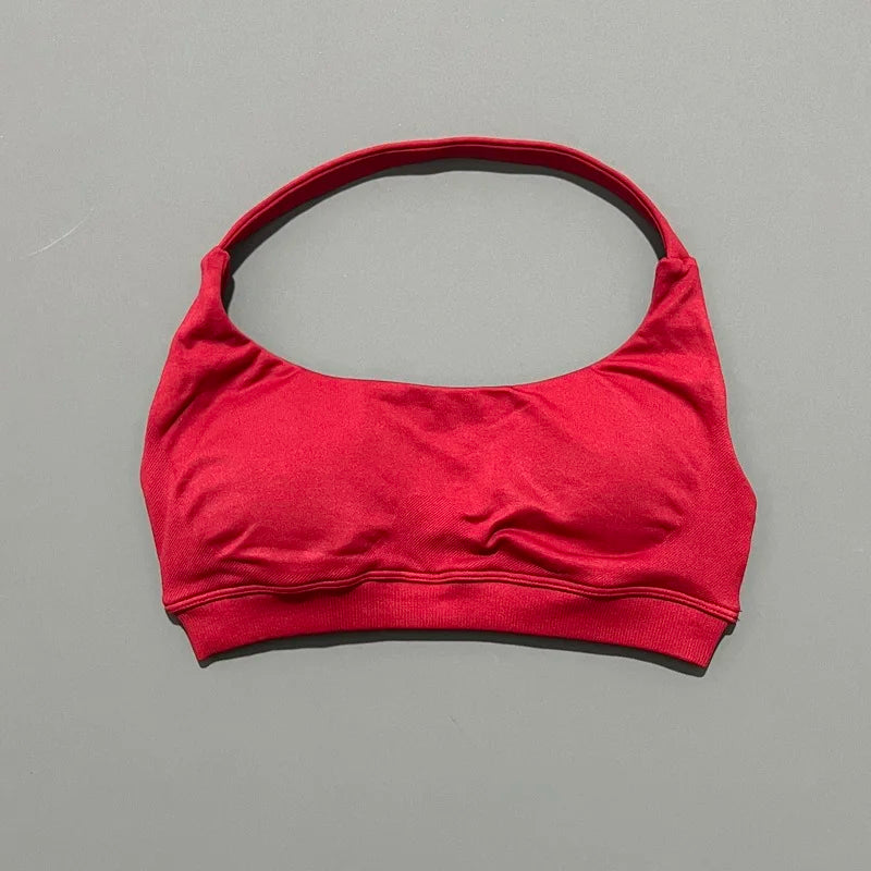 HISTELLO Impacts Sports Bra Women Seamless Yoga Halter Top High Support Push Up Open Back Gym Wear Workout Fitness Underwear