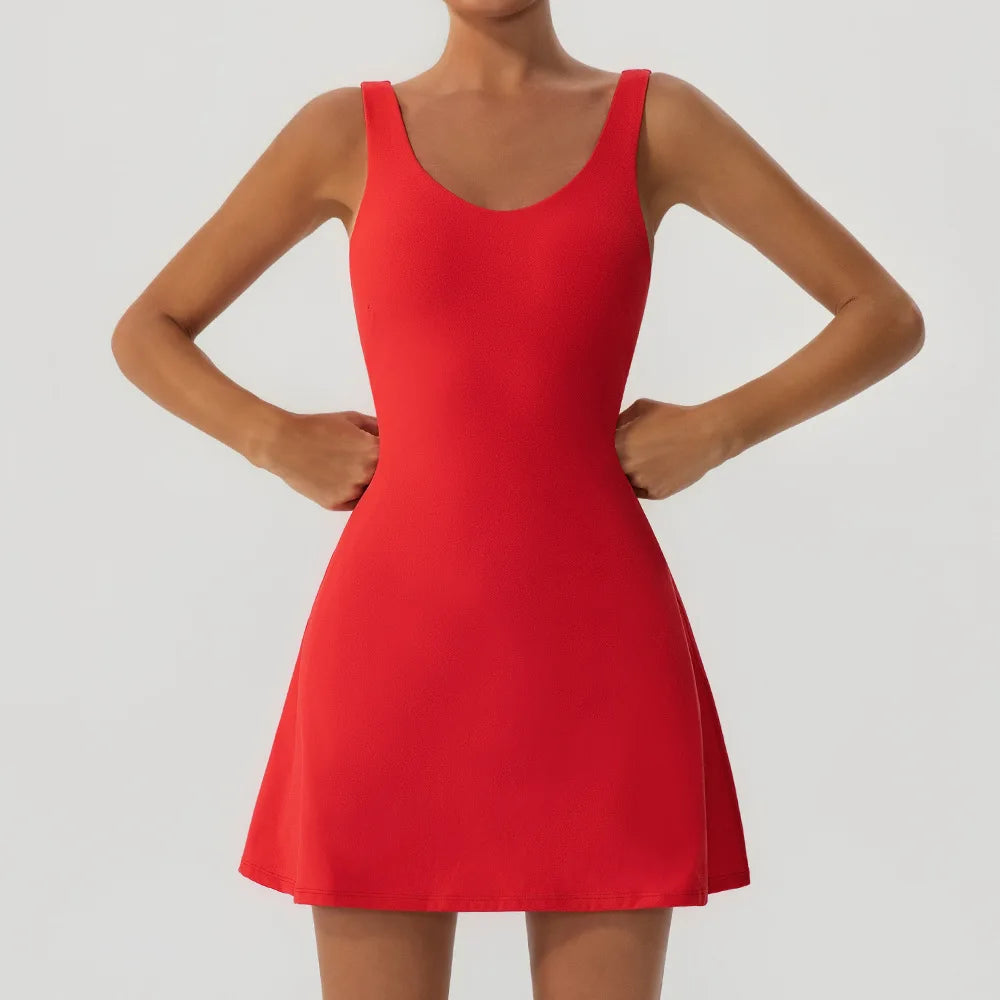 Tennis Fitness Dresses Women Fake Two Piece Sports Dress Outdoor Casual High ElasticityRunning Yoga Golf Mini Skirts