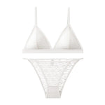 Women Triangle Bra and Panties Set Sheer Floral Lace Bralette Low-Rise Briefs Sexy Lingerie Set Removable Pads Ladies Underwear