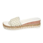 Shiny Crystal Pearl Platform Slippers Women Fashion Rivet Decor Wedge Sandals Woman Summer 2026 Non Slip Thick Sole