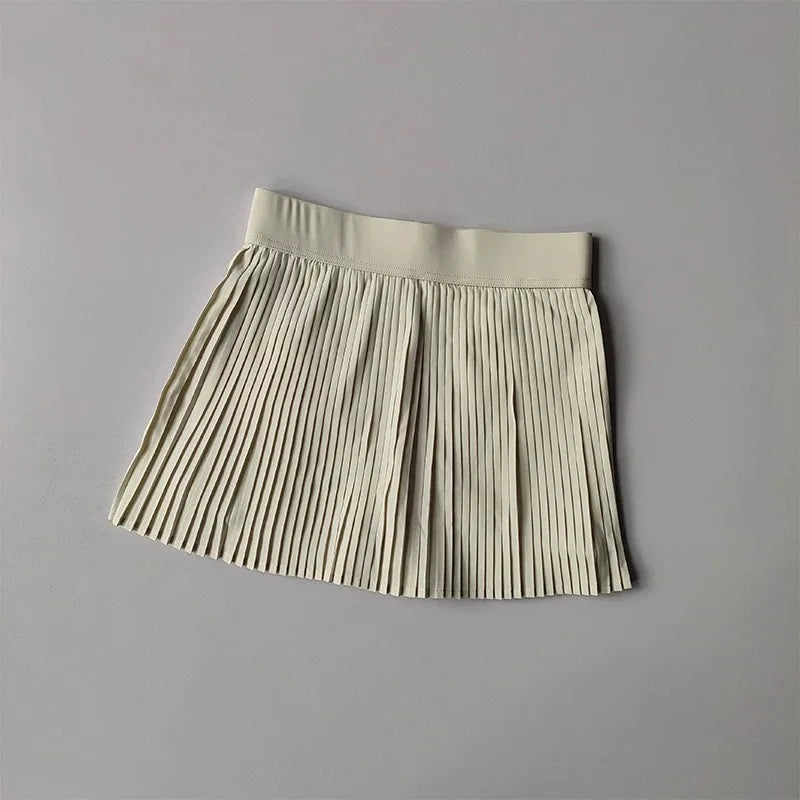Women's Fitness Pants Skirt Accordion Pleated Design Anti-Light Leak Fake Two-Piece Set 2025 New Style