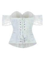 Corset's new retro lace fishbone body-shaping shirt with shoulder straps and bubble sleeves gathered to hold the sternum.