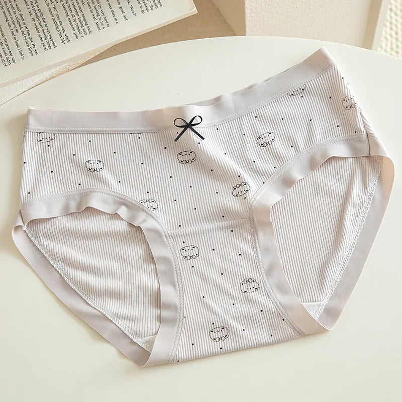 4pcs New Arrival Mid Waist Dot Print Underwear Ladies Sexy Panties for Women Comfortable Girls Briefs Intimates Lingerie