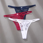 5PCS Sexy Lace Cotton Floral G-String Transparent Thong Seamless Women Low Waist Panties Underwear Solid Color Lingere Intimates
