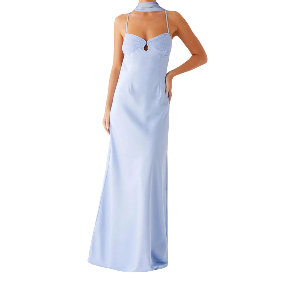 Women Solid Color Sexy Back Bandage Party Club Cami Dress Summer Fashion Sleeveless Spaghetti Strap Long Dresses With Scarf