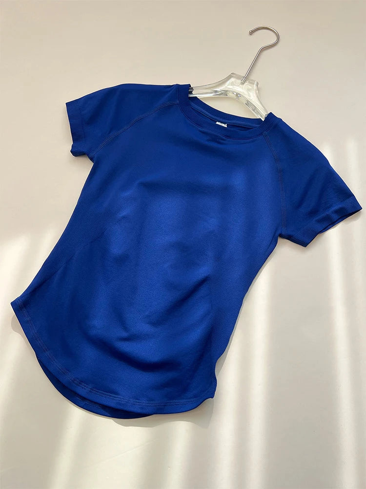 Sport Shirt Women Fitness Impact Short Sleeve Top Gym Workout Yoga Blouse Quick Dry Breathable Running Tee Top