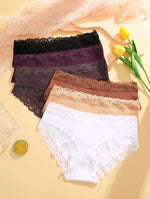 4Pcs Sexy Cotton Lace Panty Women Low Waist Panties Underwear S-XL Solid Color Ladies Briefs Lingere Underware Comfortable Women