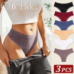 3Pcs Women Cotton Lingerie Sexy Thong Soft Fashion Panties Femme Design Underwear Pantys Underpant Lingerie Lace Intimates S-XL