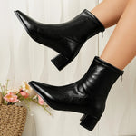 2026 New Vintage Thick Heels Women Slim Ankle Boots Autumn Winter Pointed Toe Stripper Party Short Booties Zapatos De Mujer