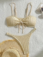 Wrinkled Crinkled Tie Knotted Bikini Women Swimwear Female Swimsuit Two-pieces Bikini Set Brazilian Bathing Suit Swim Beach Wear