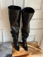 Boot Leg Long Boots Women European and American Fashion Sexy Pointed Thin High Heels Women Comfort Pleated Women's Boots 2023