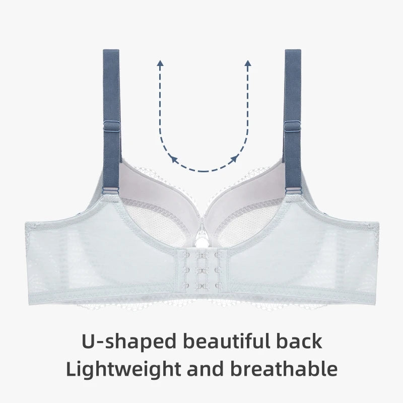 Large Size Bra Ultra-thin French Lace Sexy Anti Bulge Point Big Chest Appears Small SWD9007
