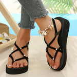 Lightweight Crystal Wedges Rome Sandals Women Plus Size 42 Thick Sole Eva Summer Sandles Woman Non Slip Platform Beach Sandles