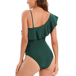 2025 Women's Ruffled One Piece Swimsuit Femme One Shoulder Backless Bathing Suit Sexy Monokini Beachwear Female Bodysuit