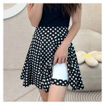 Women Flared Skirts Summer Basic Skirt Fashion Dancer Uniform Versatile Black Safety Pants Skirt Elastic Pleated Skirt Long 45CM
