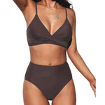Bikini Set Women's 2 Piece Swimwear Cross Ruched V Neck High Waisted Push Up Bikini 2025 New Beach Vacation Ladies Bathing Suit