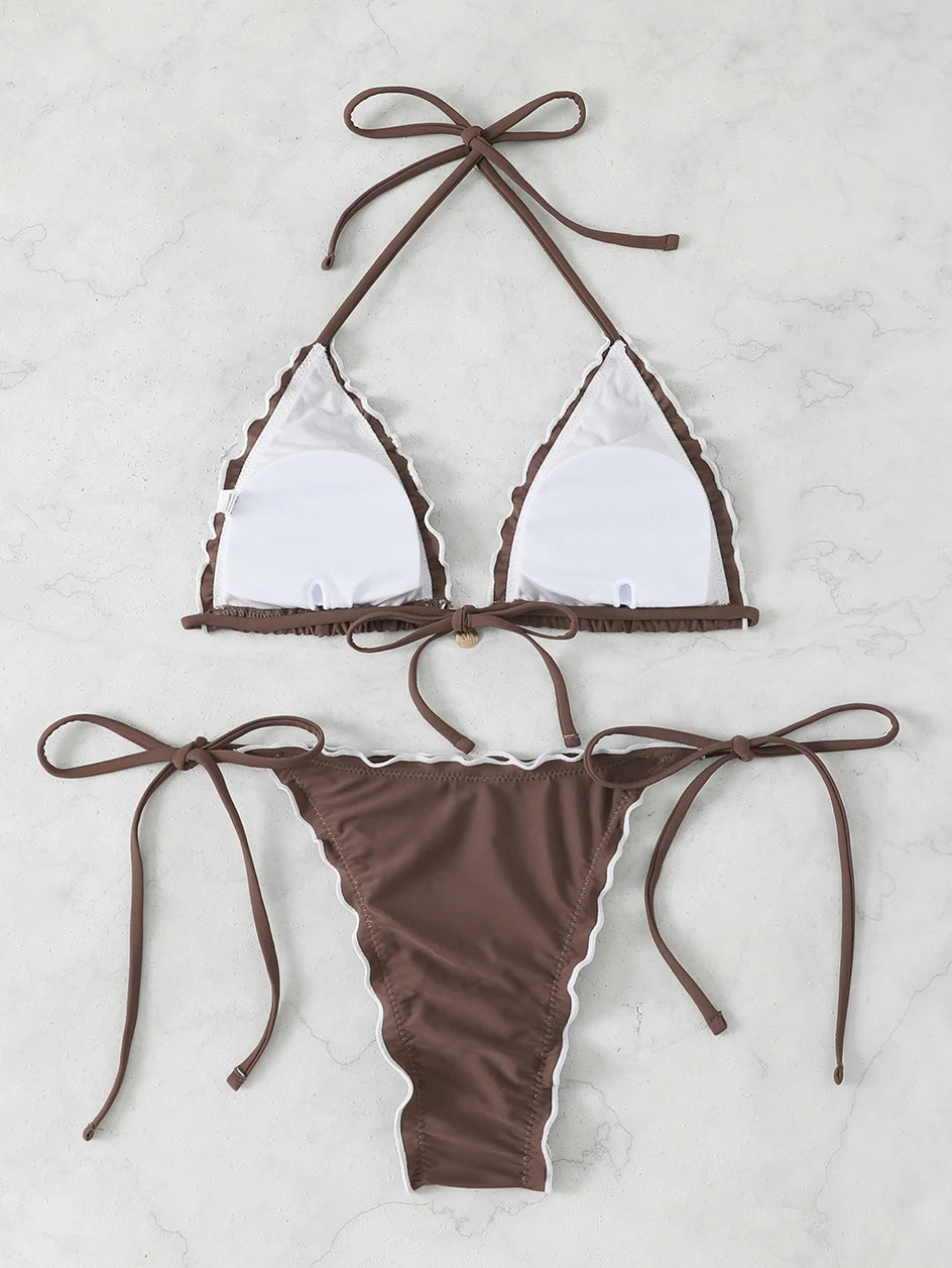 Sexy Triangle Micro Bikini 2026 Women Swimsuit Two-pieces Swimwear for Female Beach Wear Lace Up Bikinis Sets Thong Bathing Suit