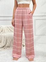 Women Autumn Winter Pajama Pants for Fuzzy Pack Long Fleece Buffalo Plaid Sleep Bottoms Soft Drawstring Lounge Sleepwear