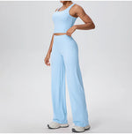 2PCS Yoga Set Women Tracksuit Nude Feeling Workout Sets Gym Clothes Push Up Fitness Running Sportswear Sport Straight tank suit