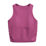 VEQKING Side Pleated Women Sports Bras Built-in Pads Yoga Vest Quick Dry Gym Running Tank Tops High Support Workout Bralettes