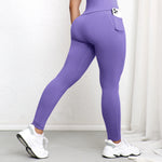 Women's High Waist Leggings With Pockets Stretch Yoga Pants Tights Push Up Fitness Running Sportswear Solid Color Pants