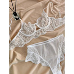 MOYISU White See-through Lace Big Breasts Small Bra Underwear Ultra Thin Set Sexy Pure Desire Underwear Underwear Underwear Set