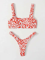 Sexy Micro Bikini Women Orange Leopard Print Push Up Padded Thong Swimsuit Female Cut Out Bathing Suit Swimwear Biquini