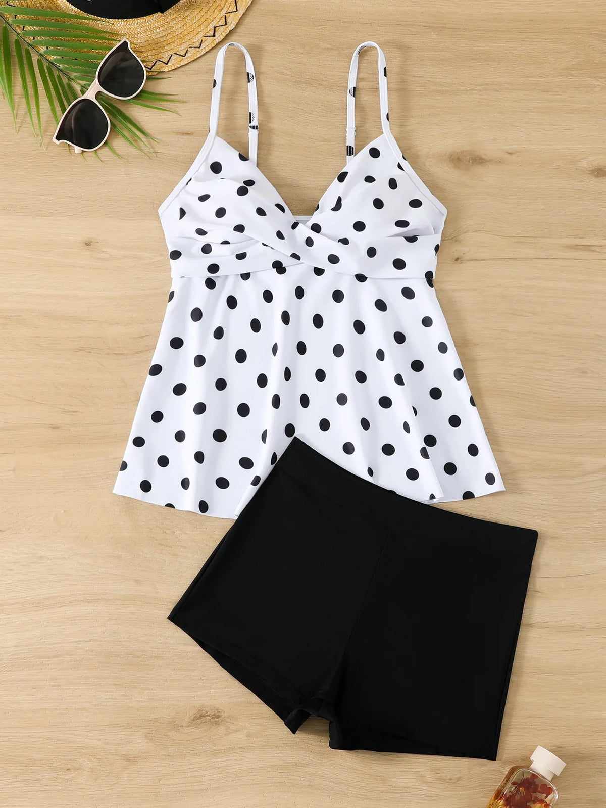 Summer Two Pieces Swimsuit Woman High Waisted Swimwear Female Tankini Sets Beach Wear Bathing Suit Sports Swimming Suit Shorts