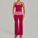 Women's Sleeveless Yoga Set Sports Workout High Waist Butt-Lifting Flared Pants Suits Beautiful Back Slim-Fit Running Vest Sets