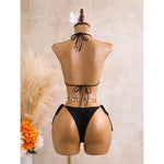 With Skirt 3D Flower Halter Bikini Women Swimwear Female Swimsuit Three-Pieces Bikini Set Padded Bather Bathing Suit SwimV8346