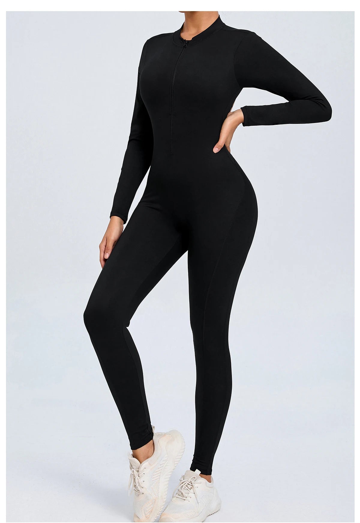 Women Sportwear Yoga Jumpsuit Zip Long Sleeve Back Open Outfit Fitness Tracksuit Tight One-piece Gym Overalls Sports Bodysuit