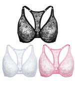 Womens Front Button Lace Bra Underwire Underwear Elegant Embroidery Beautiful bBack Plus Size Lingeire A B C D E F Cup