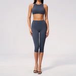 Yoga Capri Pants Set 2PCS Yoga Suit Sports Set Women Clothes Gym Set Women Tracksuit Running Workout Athletic Wear Yoga Clothing