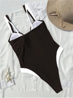 2025 Splicing U Neck High Leg Cut One Piece Swimsuit Women Swimwear Female Monokini Bather Bathing Suit Swim Beachwear Bodysuit