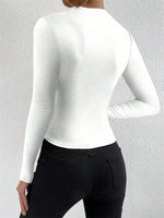Casual Pleated Mock Neck Long Sleeve T-shirt for Women Autumn Winter Spring Solid Color Ruched Skinny Slim Fit Blouse Top Tshirt
