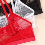See Tbrough Lace Embroidery Women Lingerie Adjustable Strap Unlined Brassiere Women's Bras Floral Wire-Free No Pad Bra Underwear