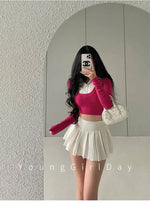 WOMENGAGA Fahsion Women Skorts Spicy Girl Sexy High Waist SlimA-LINE Pleated Skirt Half Body Short Skirt Sweet Korean Style 8NDZ