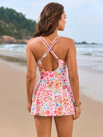 Floral Print Dress Swimsuit 2026 New Women's One Piece Bikini Monokini Beach Vacation V-neck Suspender Backless Swimwear Summer