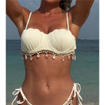New Shell Scalloped Ribbed Underwired Bikini Female Swimsuit Women Swimwear Two-Pieces Bikini Set Bather Bathing Suit Swim V6498