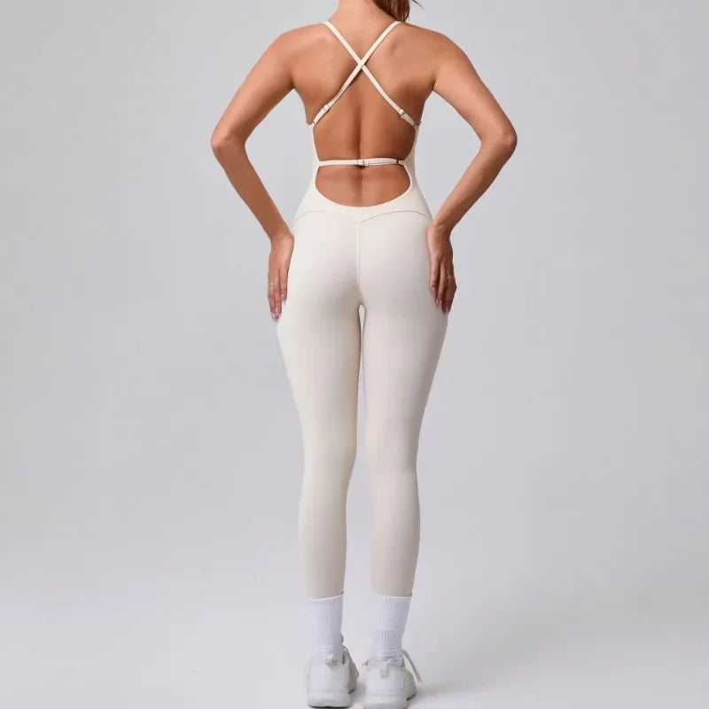 Women's Yoga Jumpsuits Sports Fitness Hip-lifting Cross Beauty Back Adjustable Straps One-piece Training Workout Gym Bodysuits
