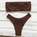 Bandeau Wrinkled Crinkled Bikini Female Swimsuit Women Swimwear Two-pieces Bikini set High Cut Bather Bathing Suit Swim V3314